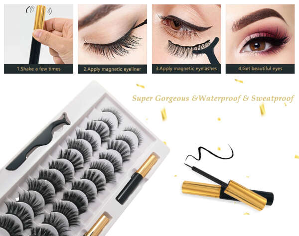 LADY – 12 paia di ciglia magnetiche con eyeliner