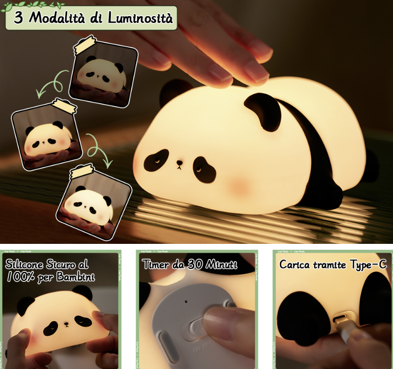 AMICOPANDA - Luce Notturna per Bambini a Forma di Panda