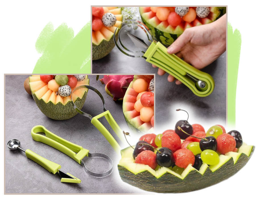 BERRYSPOON - Tagliafrutta 4 in 1 Multifunzionale