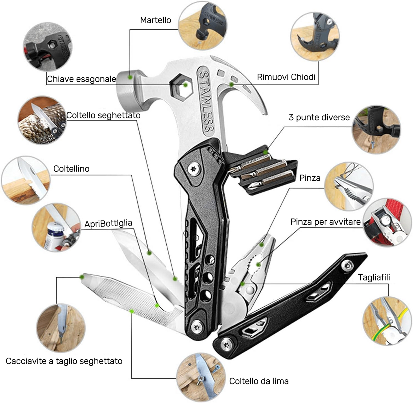 KINGTOOL - Strumento Multiuso 12 in 1