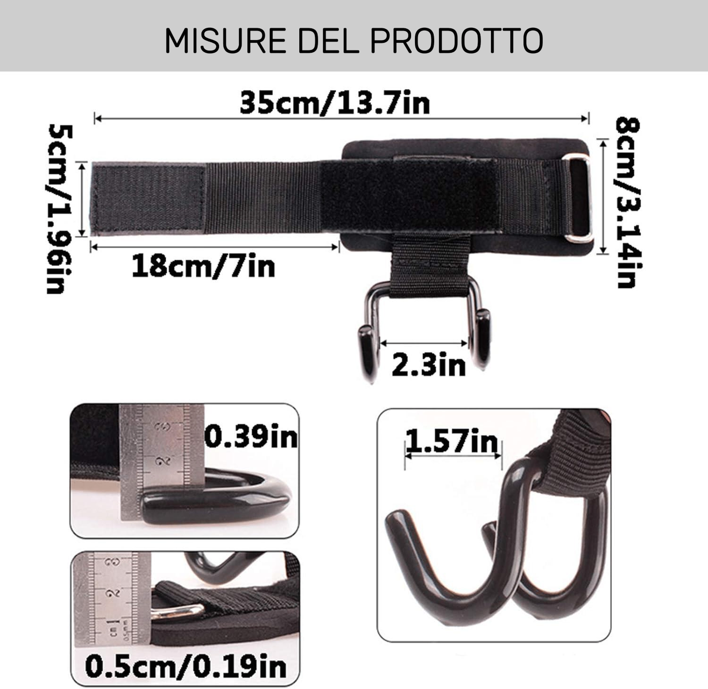 PULLUP - Fibbie con Ganci per Sollevamento Pesi