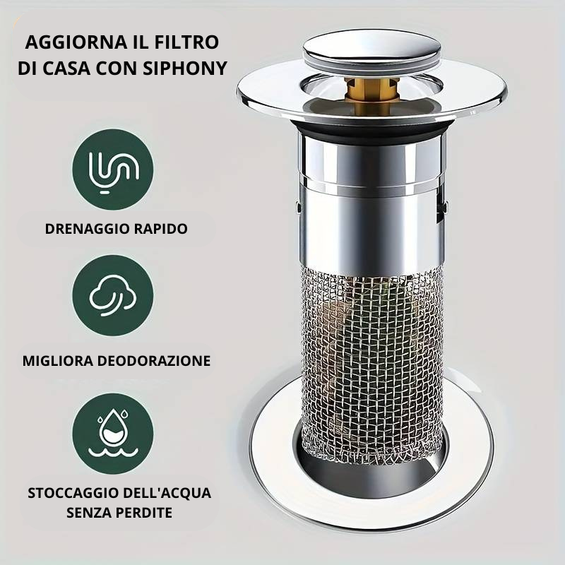 SIPHONY - Filtro per Lavandino del Bagno Pop-Up