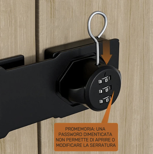 SMARTLOCK - 6 Viti e Lucchetto con Password per Porte ed Armadi