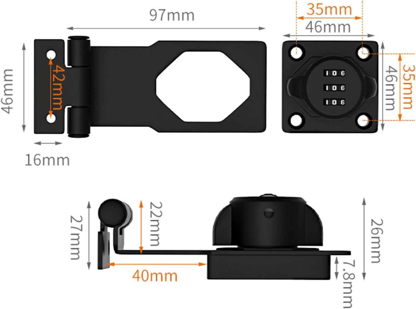 SMARTLOCK - 6 Viti e Lucchetto con Password per Porte ed Armadi