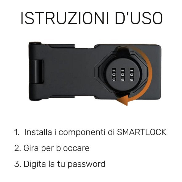 SMARTLOCK - 6 Viti e Lucchetto con Password per Porte ed Armadi