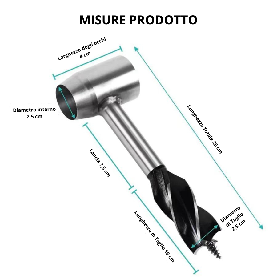 WOODMASTER - Chiave Manuale con 2 fondine per Foratura del Legno